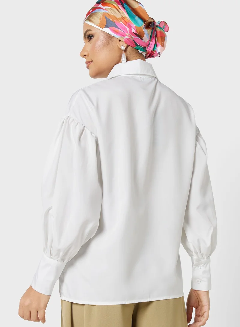 Khizana Puff Sleeve Button Down Shirt
