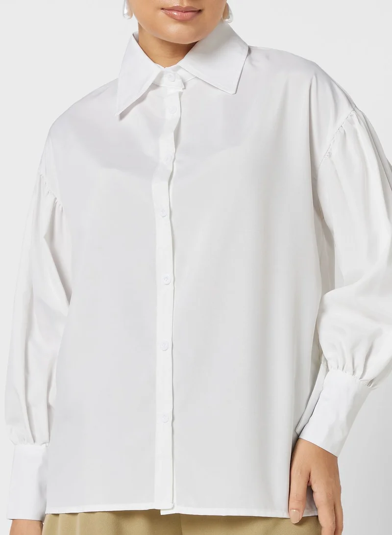 Khizana Puff Sleeve Button Down Shirt