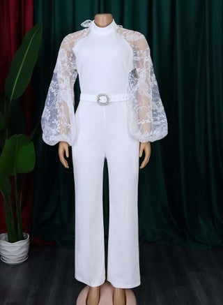 Lantern-sleeve Slim-fitting Wide-leg Jumpsuit White - pzsku/Z34864D5002544D97C287Z/45/_/1679455996/8f65a577-b557-42eb-a427-5cefc6f5753c