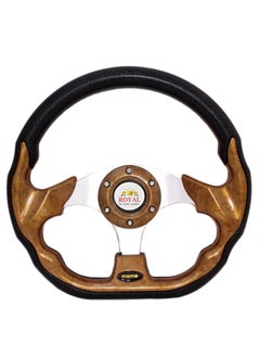 Royal ROYAL - Universal Racing Steering Wheel for Car, "D" Shaped Horn Race Tuning Style Sport MOMO Steering Wheel for Race/Rally/Motorsport/Car Sim Driving (DYT-5324) (Wooden)  - Image 2