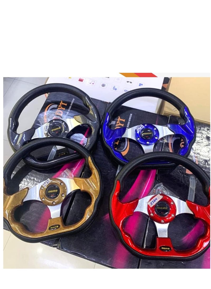 Royal - ROYAL - Universal Racing Steering Wheel for Car, "D" Shaped Horn Race Tuning Style Sport MOMO Steering Wheel for Race/Rally/Motorsport/Car Sim Driving (DYT-5324) (Wooden) - Image 1