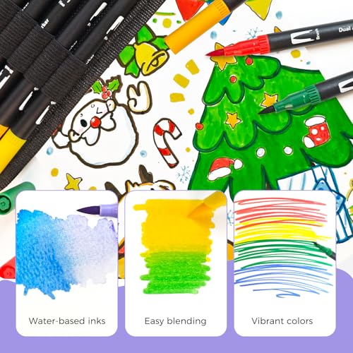 Artecho 72 Colors Markers for Adult Coloring Books, Dual Tip Markers for School, Fine and Brush Tip for Adults Coloring Books, Calligraphy, Drawing, Sketching - Image 4