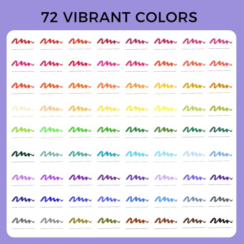 Artecho 72 Colors Markers for Adult Coloring Books, Dual Tip Markers for School, Fine and Brush Tip for Adults Coloring Books, Calligraphy, Drawing, Sketching - Image 2