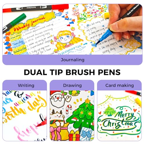 Artecho 72 Colors Markers for Adult Coloring Books, Dual Tip Markers for School, Fine and Brush Tip for Adults Coloring Books, Calligraphy, Drawing, Sketching - Image 5
