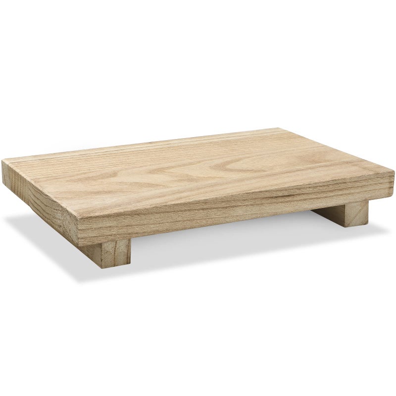 Nuogo Wood Riser Tray Soap Stand Soap Tray for Kitchen Sink Wood Pedestal for Kitchen Counter Sink Stand Decorative Rustic Bathroom Dishes Plant Bottles Candles Display12 x 7 InchNatural - Image 2