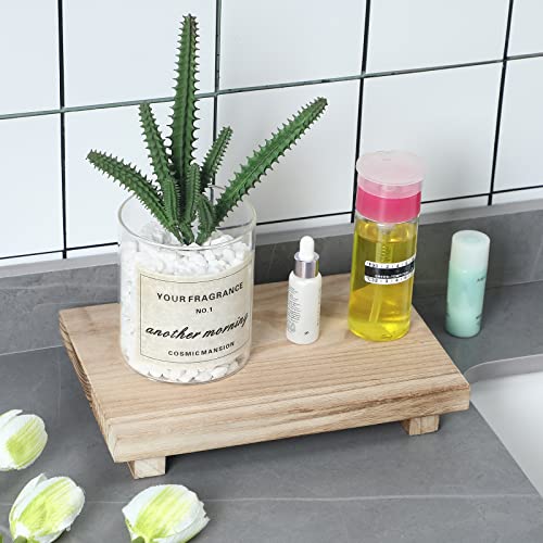 Nuogo Wood Riser Tray Soap Stand Soap Tray for Kitchen Sink Wood Pedestal for Kitchen Counter Sink Stand Decorative Rustic Bathroom Dishes Plant Bottles Candles Display12 x 7 InchNatural - Image 3