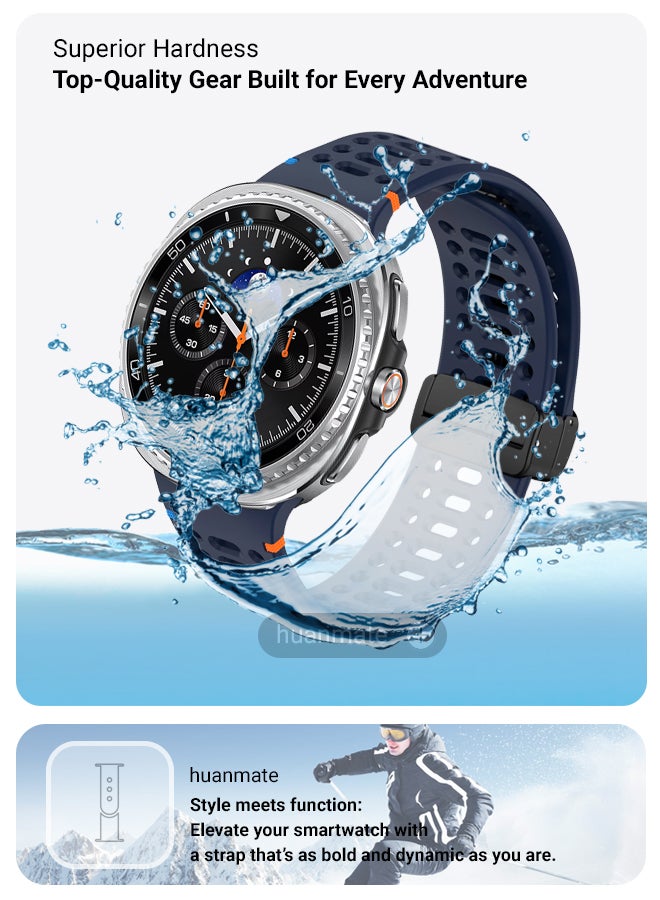 huanmate Samsung Galaxy Watch 8 Classic 46mm Soft Silicone Replacement Strap - High Quality, Lightweight, Stylish & Durable - Easy Installation - Replacement Strap for Samsung Galaxy Watch 8 Classic 46mm - Image 4