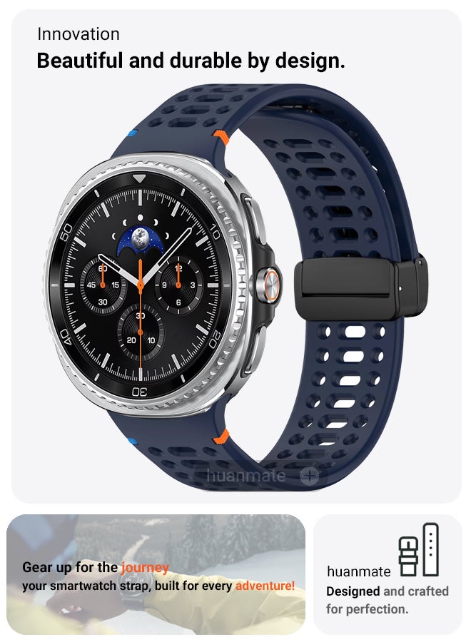 huanmate Samsung Galaxy Watch 8 Classic 46mm Soft Silicone Replacement Strap - High Quality, Lightweight, Stylish & Durable - Easy Installation - Replacement Strap for Samsung Galaxy Watch 8 Classic 46mm - Image 2