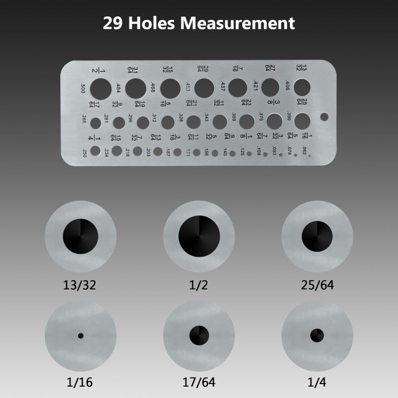 Stainless Steel Drill Gauges for 17/64 Inch to 1/2 Inch Size Bits 0.062-0.250 Bolt and Wire Diameter Index Gauge 29- Hole Use for Accurate Measurement Equivalents - Image 4