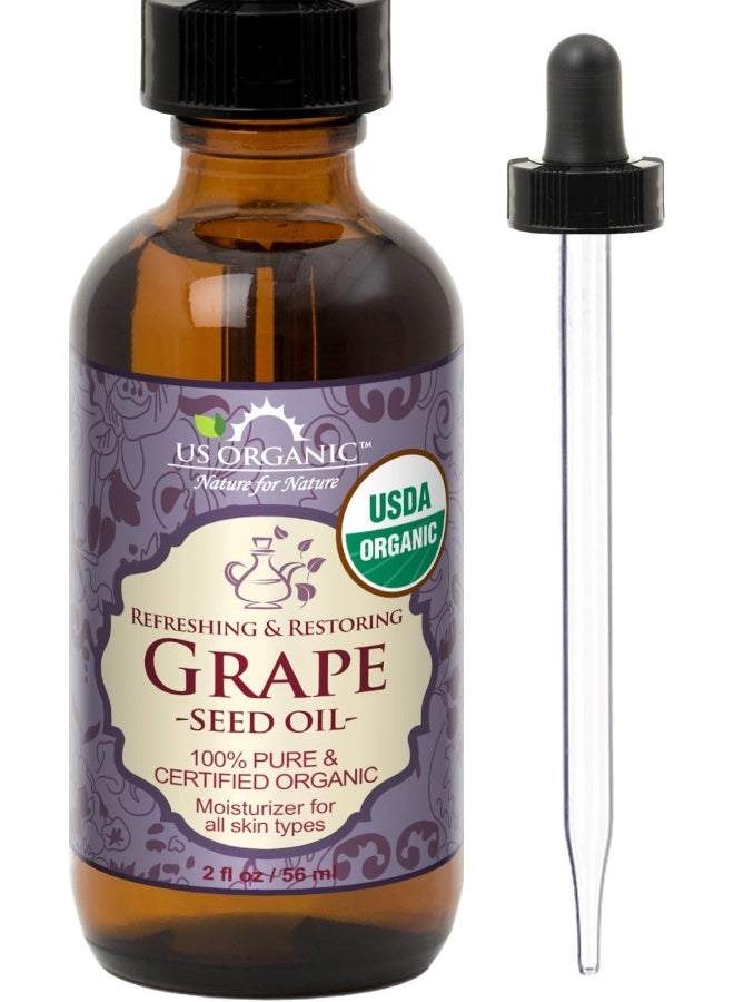 US Organic Grape Seed Oil, USDA Certified Organic, 100% Pure & Natural, Cold Pressed Virgin, Unrefined - Image 1