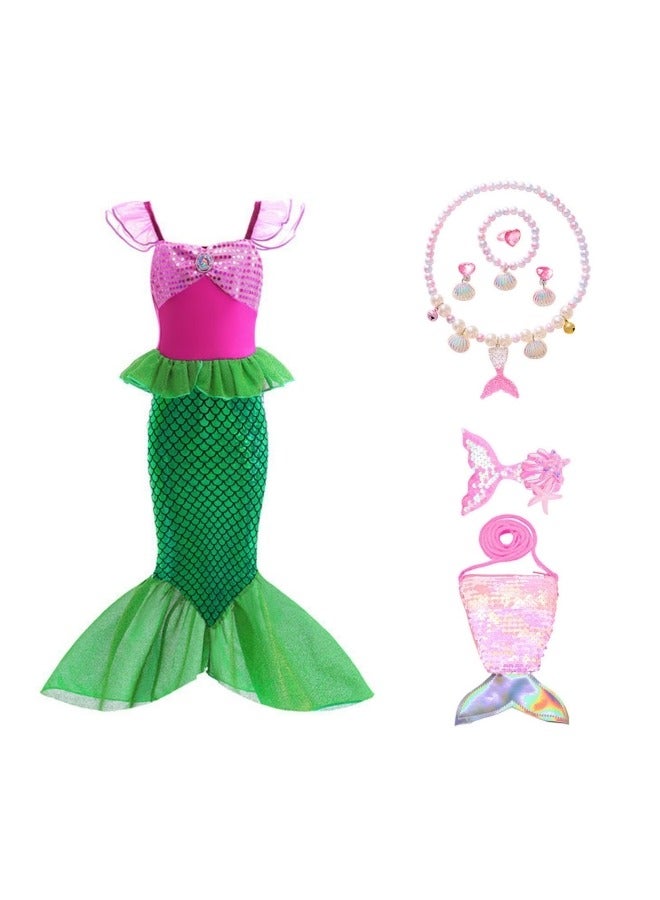 GGEROU Mermaid Princess Dress Up,Girls Mermaid Dress,Girls Party Cosplay,Princess Birthday Dress,Kids Costume Cosplay,Mermaid Skirt+Accessories  - Image 1