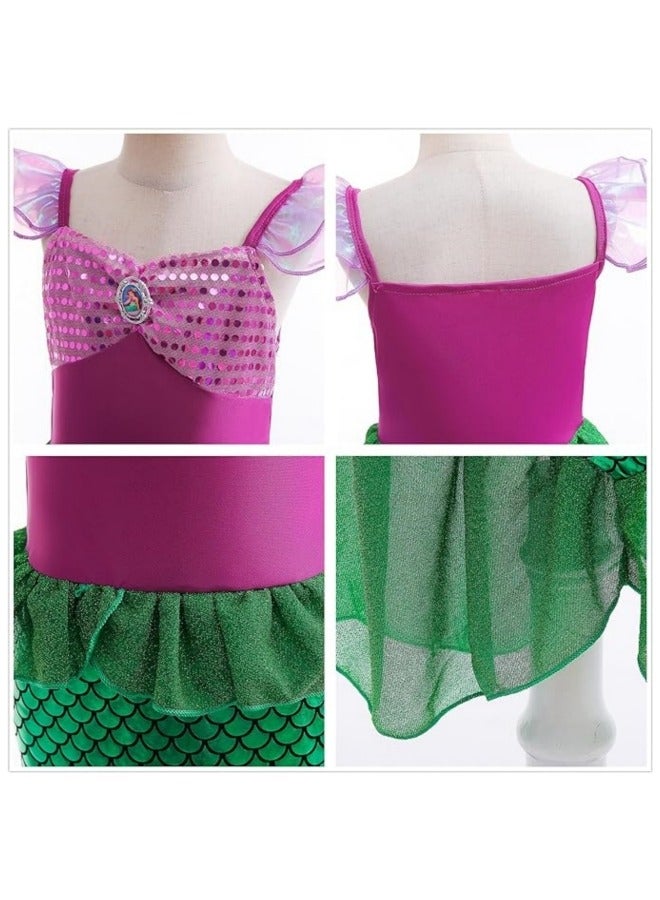 GGEROU Mermaid Princess Dress Up,Girls Mermaid Dress,Girls Party Cosplay,Princess Birthday Dress,Kids Costume Cosplay,Mermaid Skirt+Accessories  - Image 4