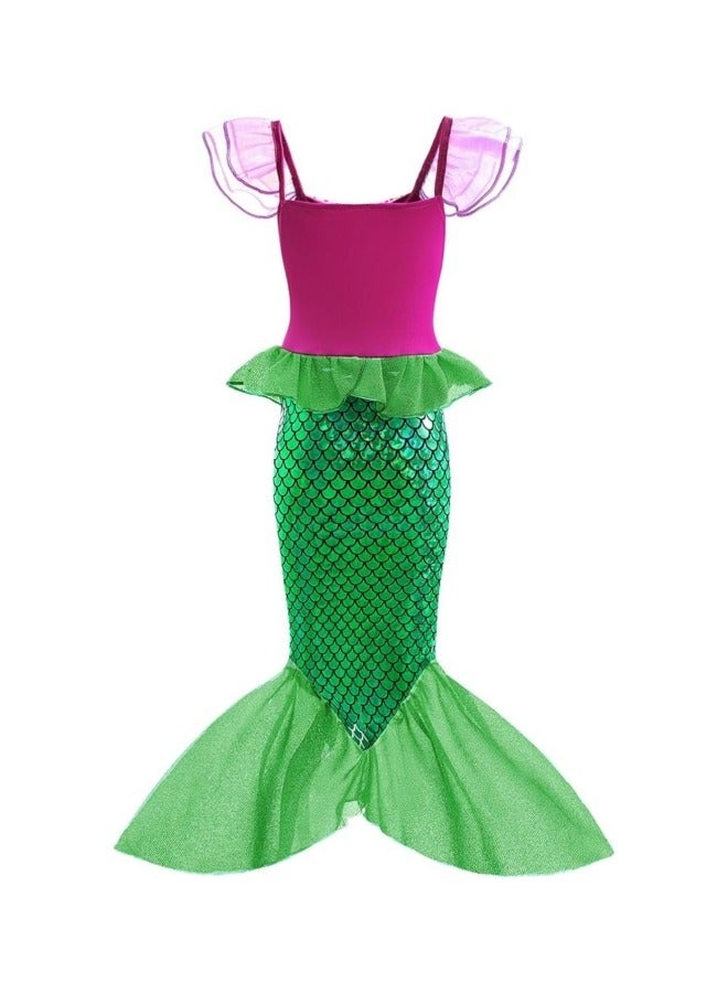 GGEROU Mermaid Princess Dress Up,Girls Mermaid Dress,Girls Party Cosplay,Princess Birthday Dress,Kids Costume Cosplay,Mermaid Skirt+Accessories  - Image 3