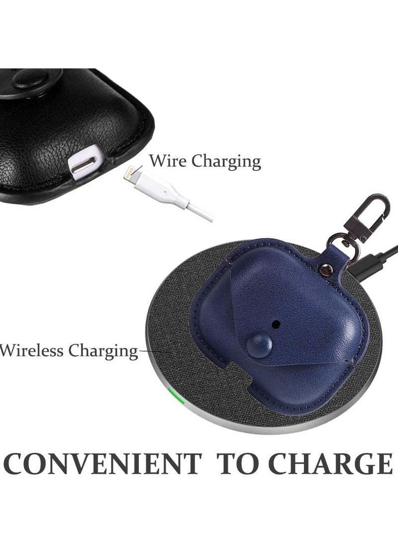 Generic - Leather Case Compatible with Case, Protective Cover for Wireless Charging Case Headphones Ear Pods Soft Leather Cover with Carabiner Clip - Image 1