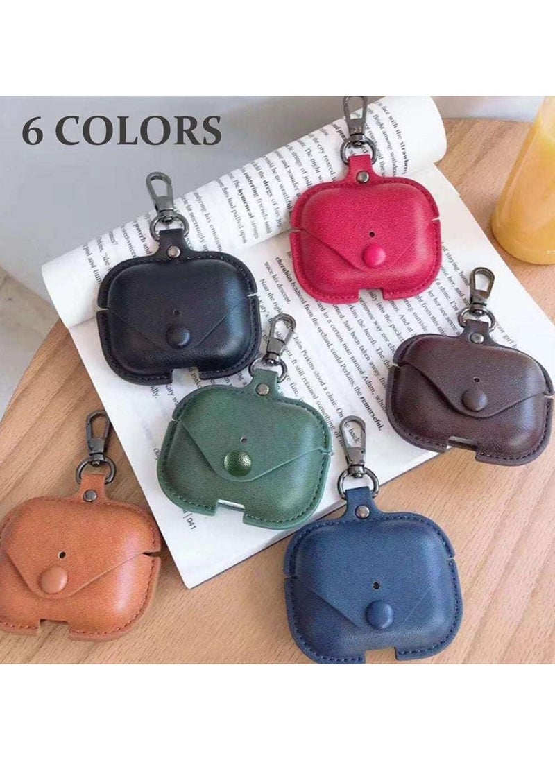 Generic - Leather Case Compatible with Case, Protective Cover for Wireless Charging Case Headphones Ear Pods Soft Leather Cover with Carabiner Clip - Image 1
