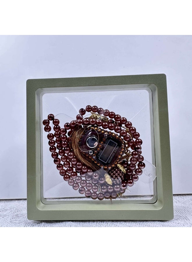 NIBEMINENT Muslim Prayer Beads, 99 Prayer Beads Counter Gift Box Set, Dark Brown 