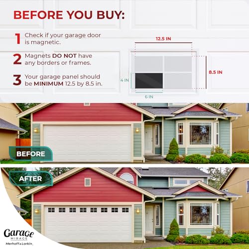 Merhoff Larkin Magnetic Garage Door Windows | Fits 2 Car Garage | Strong & Glossy Real Look | Decorative Black Window Decals | Magnets Hardware Set | Faux Kit | Perfect Decoration & Easy Installation Home Upgrade - Image 3