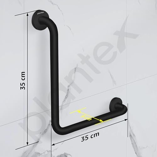 Plantex L-Shape Grab Bar for Toilet/Support Handle for Senior Citizen/Anti-Slip Shower Handrail - Stainless Steel, Pack of 1 (Black) - Image 5