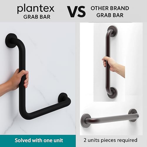 Plantex L-Shape Grab Bar for Toilet/Support Handle for Senior Citizen/Anti-Slip Shower Handrail - Stainless Steel, Pack of 1 (Black) - Image 4