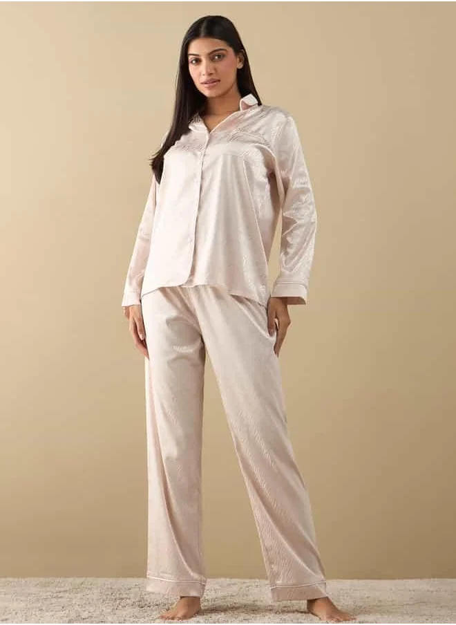FAV All-Over Animal Print Long Sleeve Shirt and Elastciated Pyjama Set