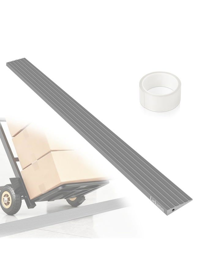 LIEKUMM 0.4" Rise Threshold Ramp, 35.4" Wide Non-Slip Solid Threshold Wheelchair Ramp, Capacity 1700lbs, PVC Threshold Ramp for Doorways, Curb Ramp, Cuttable, Grey - Image 1
