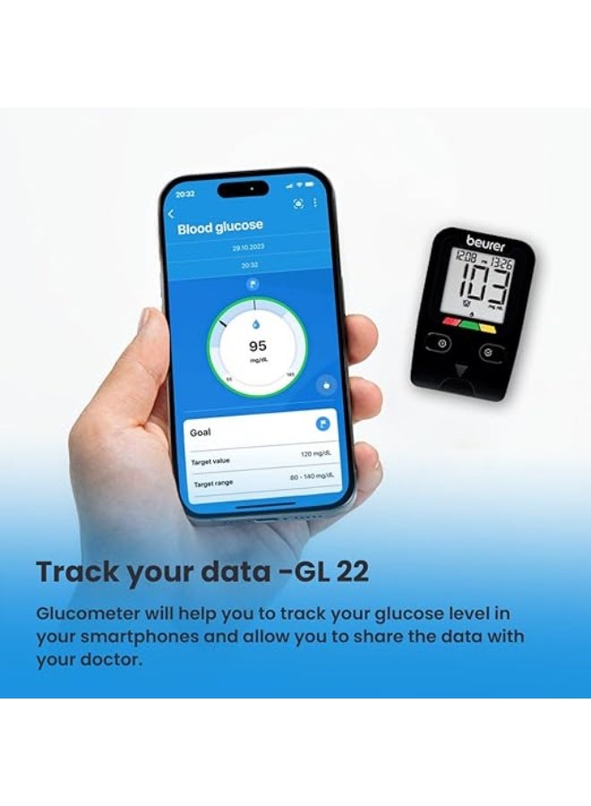 Beurer GL 22 Glucometer Machine with 10 Strips| Measure Blood Glucose level quickly and effectively |1 Lancing Device + 10 Lancets Needle - Image 4