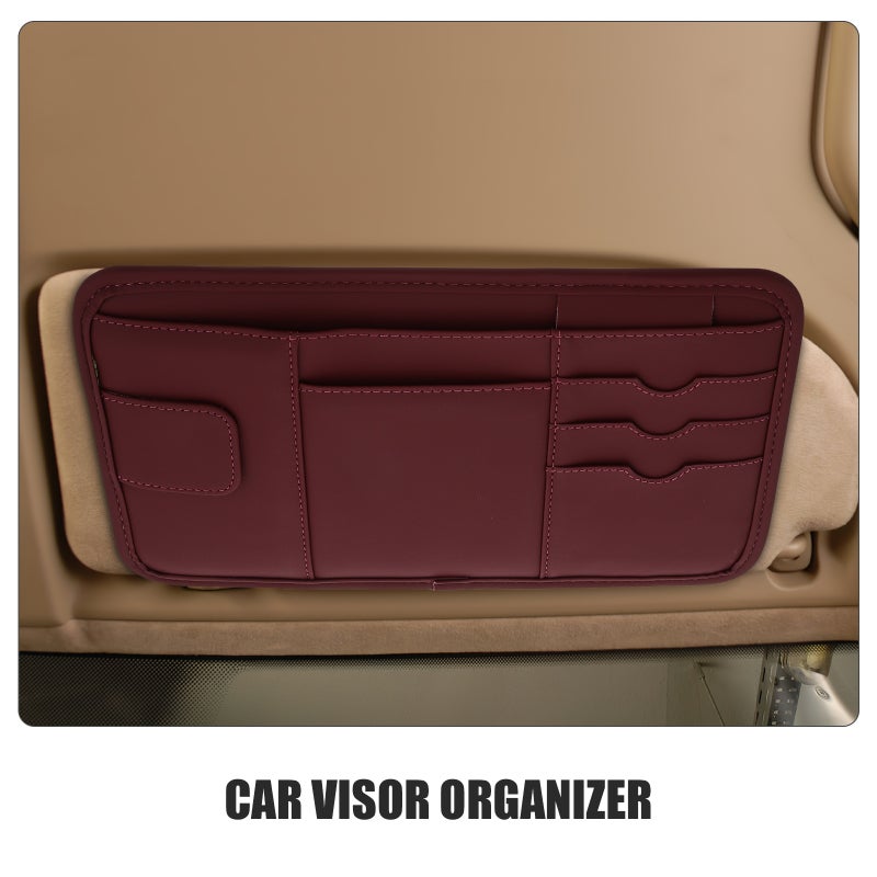 Car Sun Visor Organizer Auto Interior Storage Pouch Pocket Eyeglasses Clip Cards Holder Auto Interior Storage for Sunglasses Card License and Document - Image 4