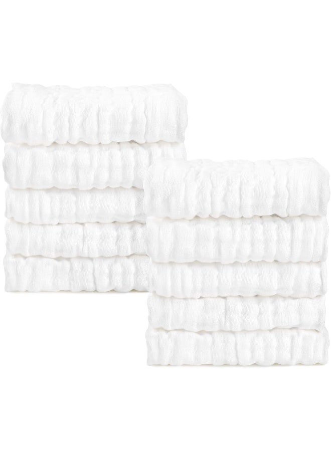 AIDEA Baby Muslin Washcloths-10 Pack, 100% Cotton Washcloths, Soft Face Cloths for Newborn, Absorbent Baby Wipes, Bath Towels, Burp Cloths, Feeding Towel for Infants - Image 1