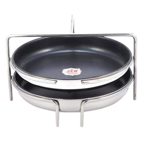 Jain Stainless Steel Non-Stick Thatte Idly Stand (Small Size) with 2 Plates Idly Maker & Dishes Like Dhokla | Plate Diameter - 14cm | Pack of 1 Silver Color (Stand Height 10 cm: Stand Width 15cm) - Image 1