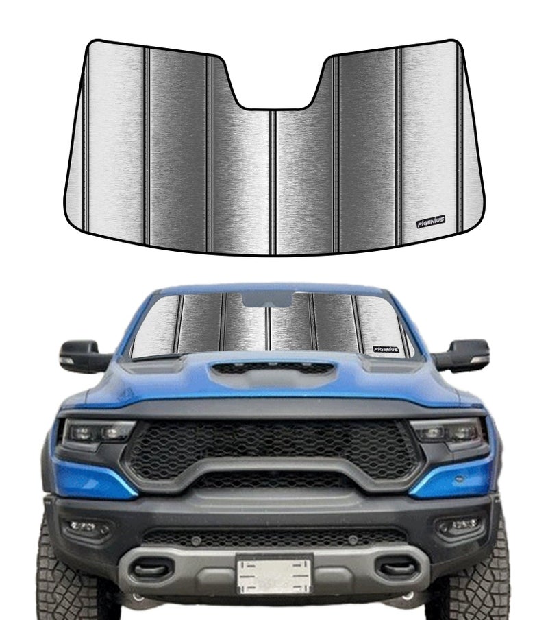 Pigenius Windshield Sunshade for Ram 1500 20192025 with 5 inch Wide Sensor  Metallic