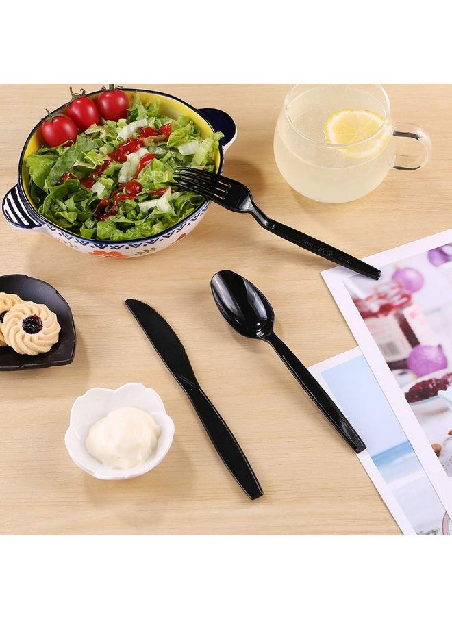 Laojbaba Laojbaba Plastic Fork Disposable Individually Wrapped/Packaged Black 7-Inch Commercial Take Away Super Hard Mass Heavy Forks 100 PCS  - Image 4