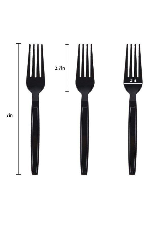 Laojbaba Laojbaba Plastic Fork Disposable Individually Wrapped/Packaged Black 7-Inch Commercial Take Away Super Hard Mass Heavy Forks 100 PCS  - Image 2