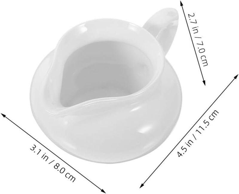 2pcs Ceramic Gravy Boat and Milk Jug Set, White Portable Sauce Dispenser with Handle, Food Service Ceramic Sauce Holder for Kitchen and Table Use - Image 2