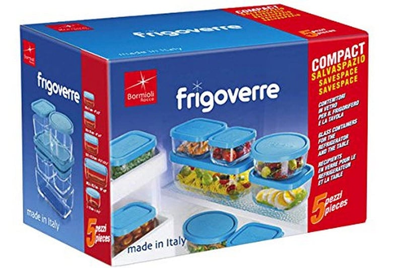 Bormioli Rocco Frigoverre Set of 5 Glass Food Storage Container Transparent 388840-SK5 Transparent - Image 1