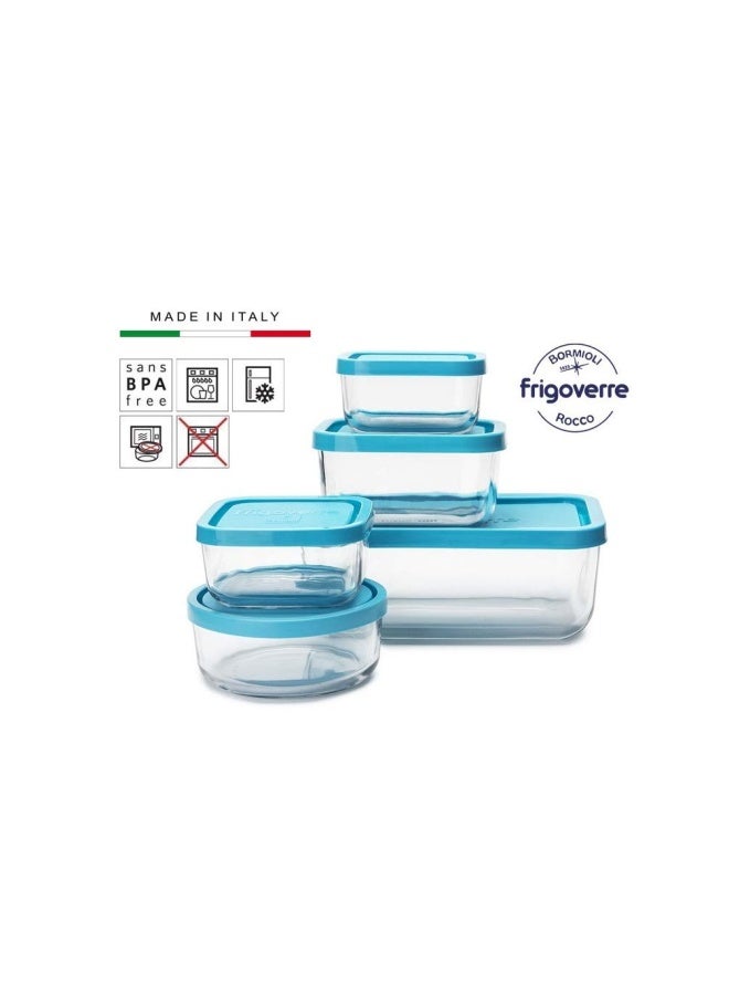 Bormioli Rocco Frigoverre Set of 5 Glass Food Storage Container Transparent 388840-SK5 Transparent - Image 2