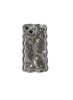Solid Color Electroplated Water Corrugated IPhone16promax Phone Case Apple 15/14 16e Advanced Sense-Color:xym Wave Meteorite Plating Silver-Applicable Model:13 (without Packaging)