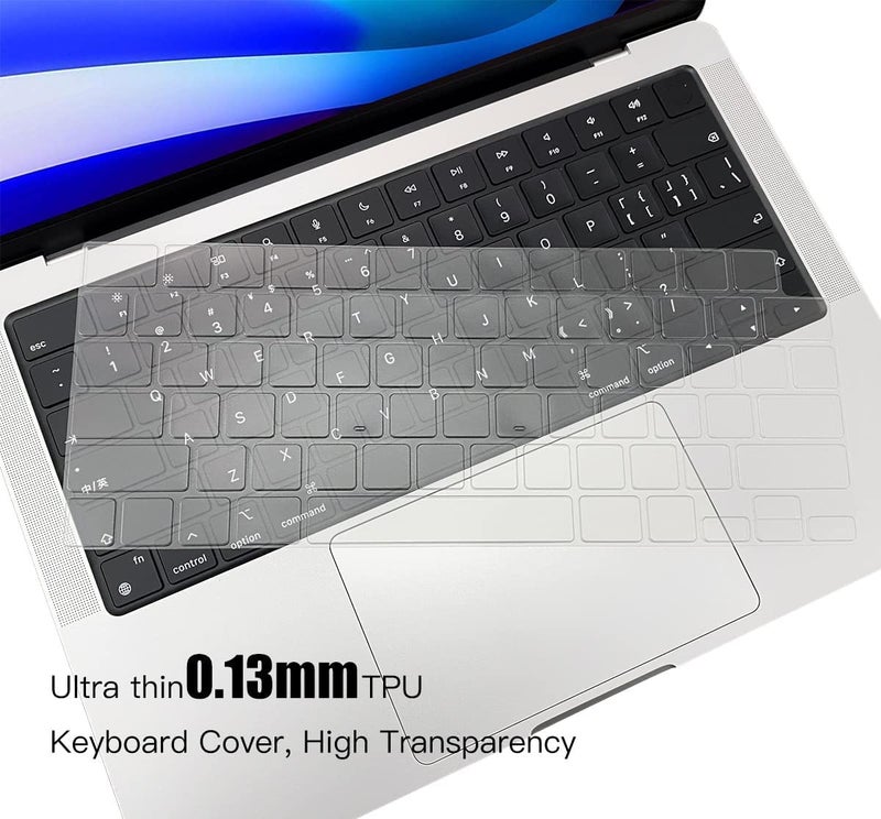 Ojos غطاء لوحة مفاتيح متميز رقيق للغاية لحماية جهاز MacBook Pro 14 و 16 بوصة من 2025-2021 M4 M3 M2 M1 Pro/Max، MacBook Air 15" 13.6" M4 M3 M2 شريحة A3241 A3114 A2941 A3240 A3113 A2681، شفاف - Image 3