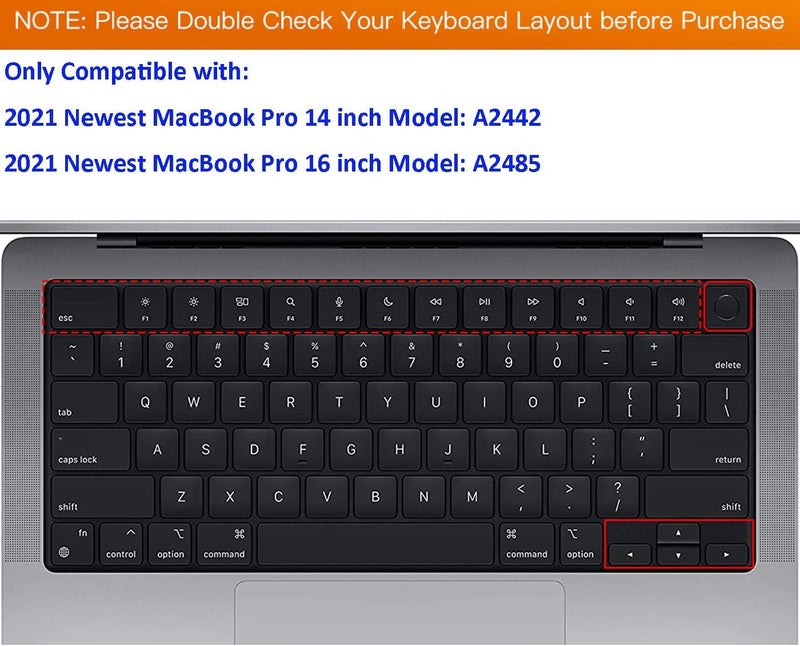 Ojos غطاء لوحة مفاتيح متميز رقيق للغاية لحماية جهاز MacBook Pro 14 و 16 بوصة من 2025-2021 M4 M3 M2 M1 Pro/Max، MacBook Air 15" 13.6" M4 M3 M2 شريحة A3241 A3114 A2941 A3240 A3113 A2681، شفاف - Image 2