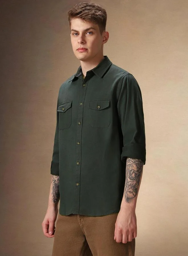 دينيس لينغو قميص قطن بياقة كلاسيكية بقصة مريحة