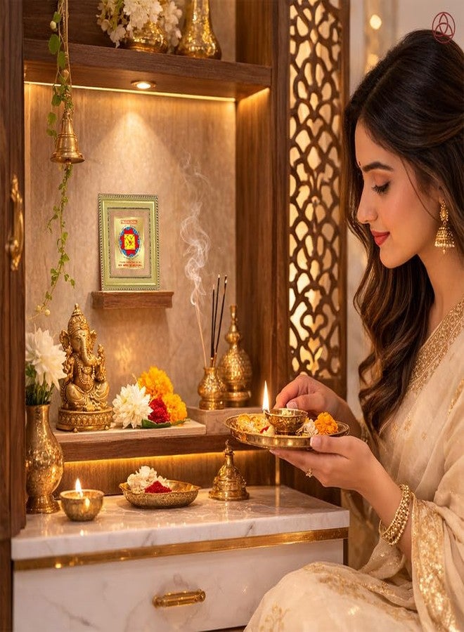DIVINITI ديفينيتي سيده تنشيط فاستو دوش نيفاران يانترا | إطار فاستو لتصحيح فاستو مطلي بالذهب عيار 24 قيراط للمنزل والمكتب وغرفة بوجا | يانترا روحانية لتحقيق التوازن والانسجام والرخاء (12 × 11 سم) - Image 1