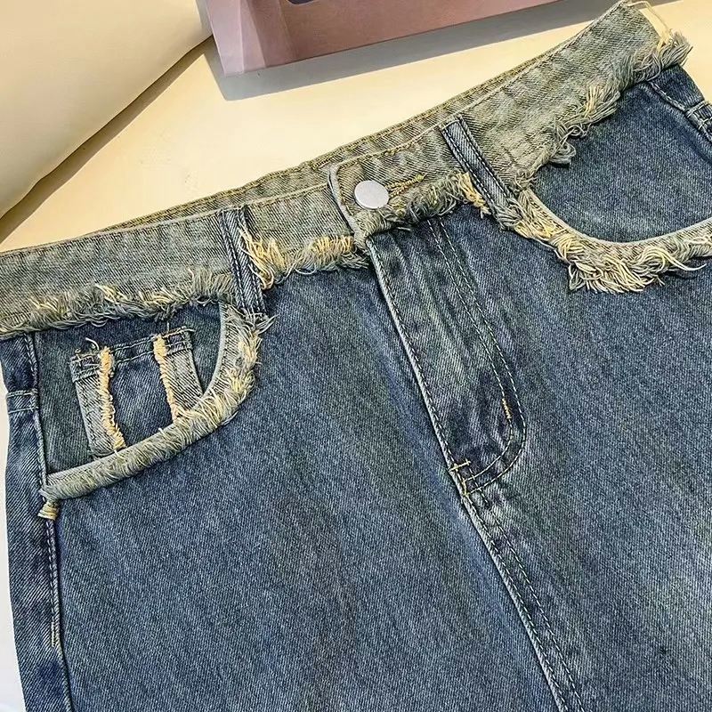 High Waist Denim Skirt Women'S Summer Thin Mid-Length A- Line Split Small Hip Skirt - Image 5