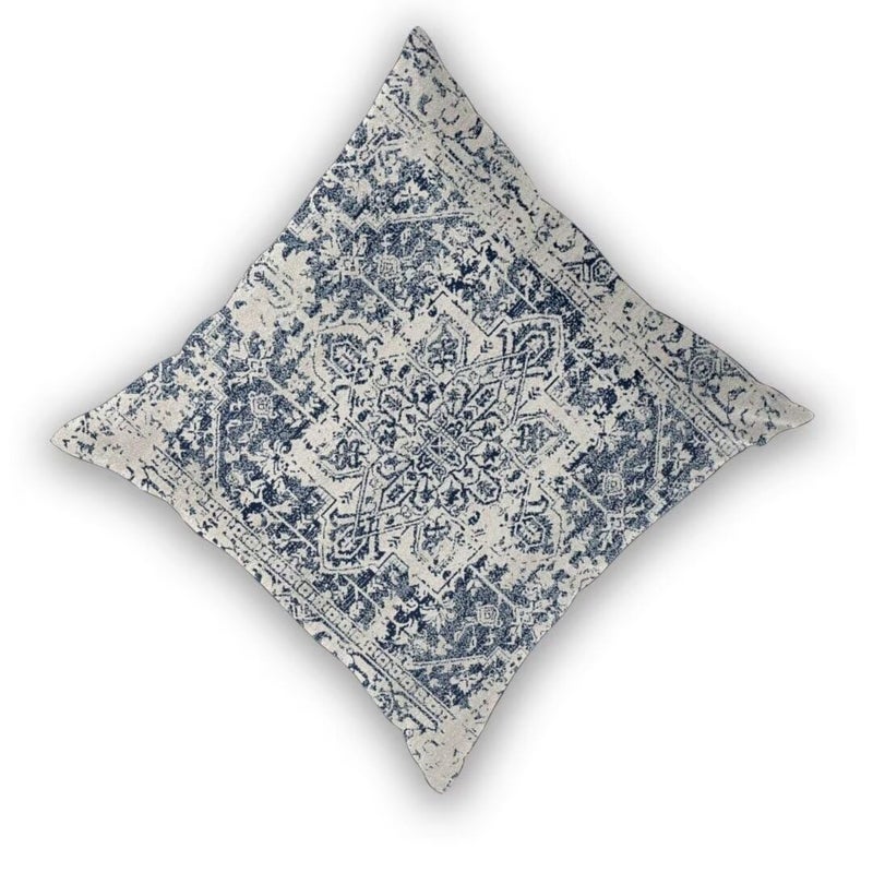 Sunshineyan Boho Pillow Covers 24x24 Set of 2  White Navy Blue Carpet Pattern Outdoor Decorative Throw Pillows Ethnic Rustic Farmhouse Cushion Cases Linen Gifts for Couch Sofa Decor - Image 2