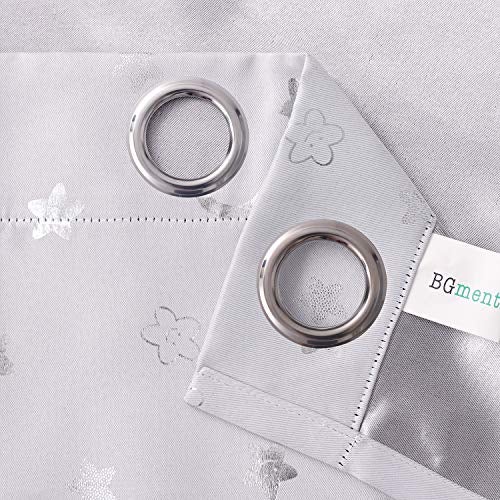BGment Kids Curtains for Nursery, Short Star and Moon Room Darkening Curtains for Bedroom 45 Inch Long, Blackout Thermal Insulated Window Curtains for Boys Girls, Greyish White, 42 Wide, 2 Panels - Image 4