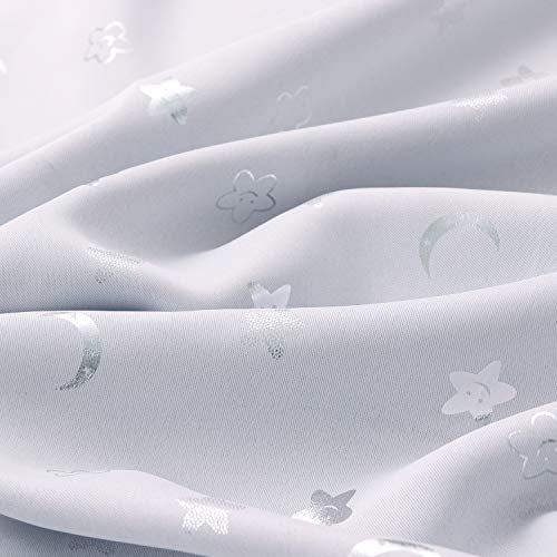 BGment Kids Curtains for Nursery, Short Star and Moon Room Darkening Curtains for Bedroom 45 Inch Long, Blackout Thermal Insulated Window Curtains for Boys Girls, Greyish White, 42 Wide, 2 Panels - Image 5