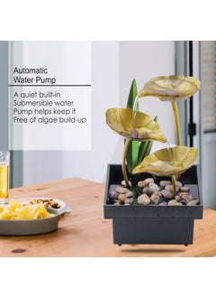 PARATPAR MALL PARATPAR MALL 3Tier Tabletop Metal Water Fountain for Home Decor Living Room Bedroom Indoor Waterfall Desktop Leaf for Office Table Automatic Pump  - Image 3
