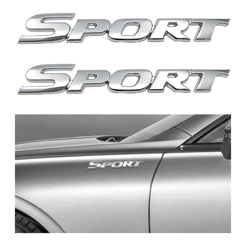 KVAEY 2 PCS 3D Metal Car Sport Sticker ChromePlated Personalise Sport Emblem Car Tailgate Decal Sticker Automotive Side Fender Rear Adhesive Emblem Badge Decals for SUVs Sedans RVs Silver - Image 3