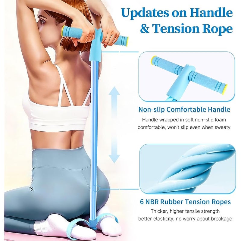 Pedal Resistance Bands with Handles, 6 Tube Manual Tension Training Pedal, Natural Rubber Pedal Resistance Bands, Multifunction Fitness Bands for Abdomen, Waist - Image 3