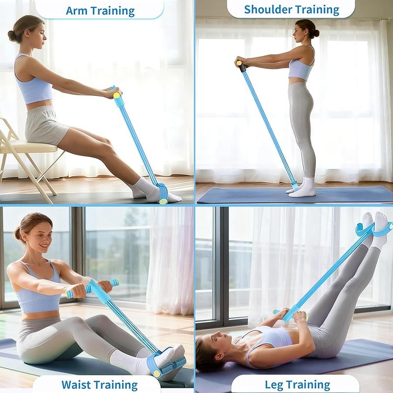 Pedal Resistance Bands with Handles, 6 Tube Manual Tension Training Pedal, Natural Rubber Pedal Resistance Bands, Multifunction Fitness Bands for Abdomen, Waist - Image 5