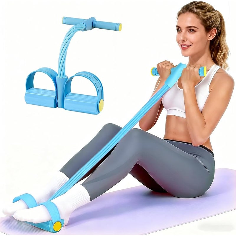 Pedal Resistance Bands with Handles, 6 Tube Manual Tension Training Pedal, Natural Rubber Pedal Resistance Bands, Multifunction Fitness Bands for Abdomen, Waist - Image 1