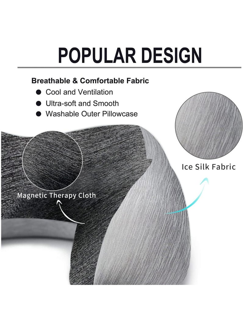 Travel Pillow 100% Memory Foam Pillow, Neck Pillow for Airplane, Neck & Head Support Pillow for Sleeping Rest & Car, Travel Pillows Kit with Storage Bag, Sleep Mask and Earplugs （Grey） - Image 5